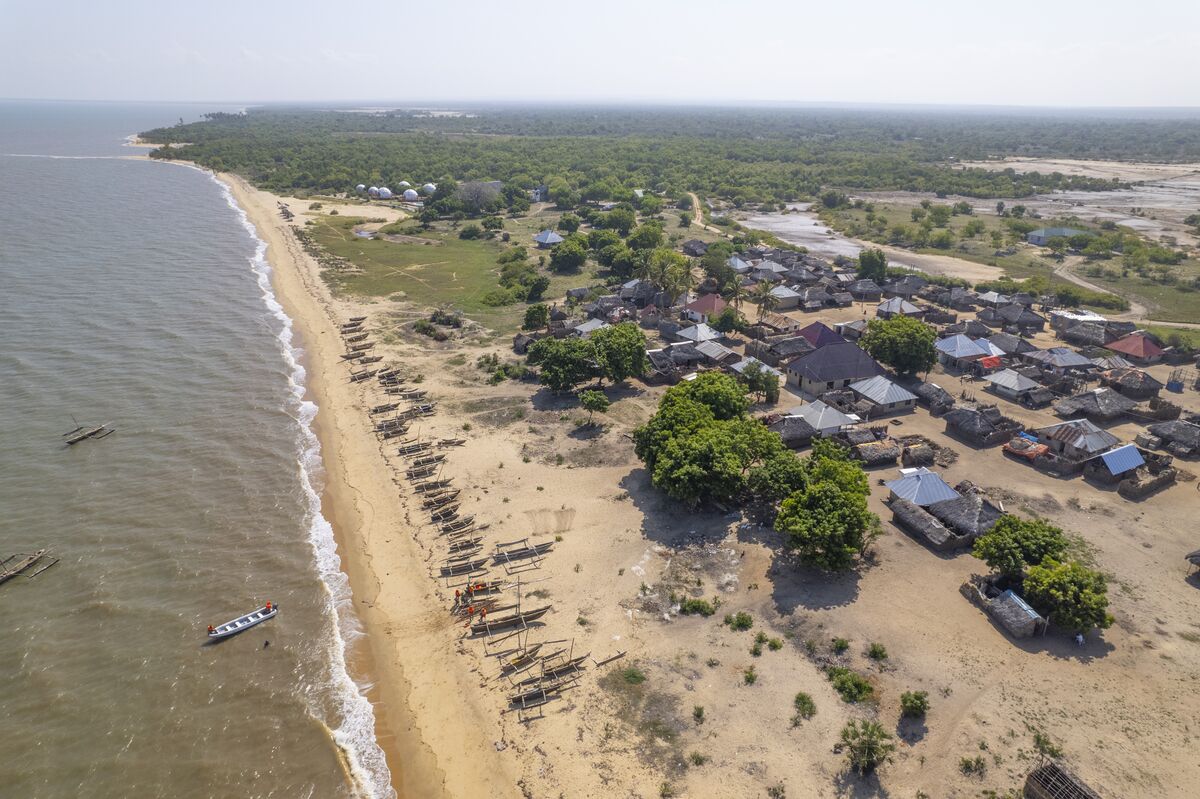 The fishing village along the coast near Cterra Saadani, from the air